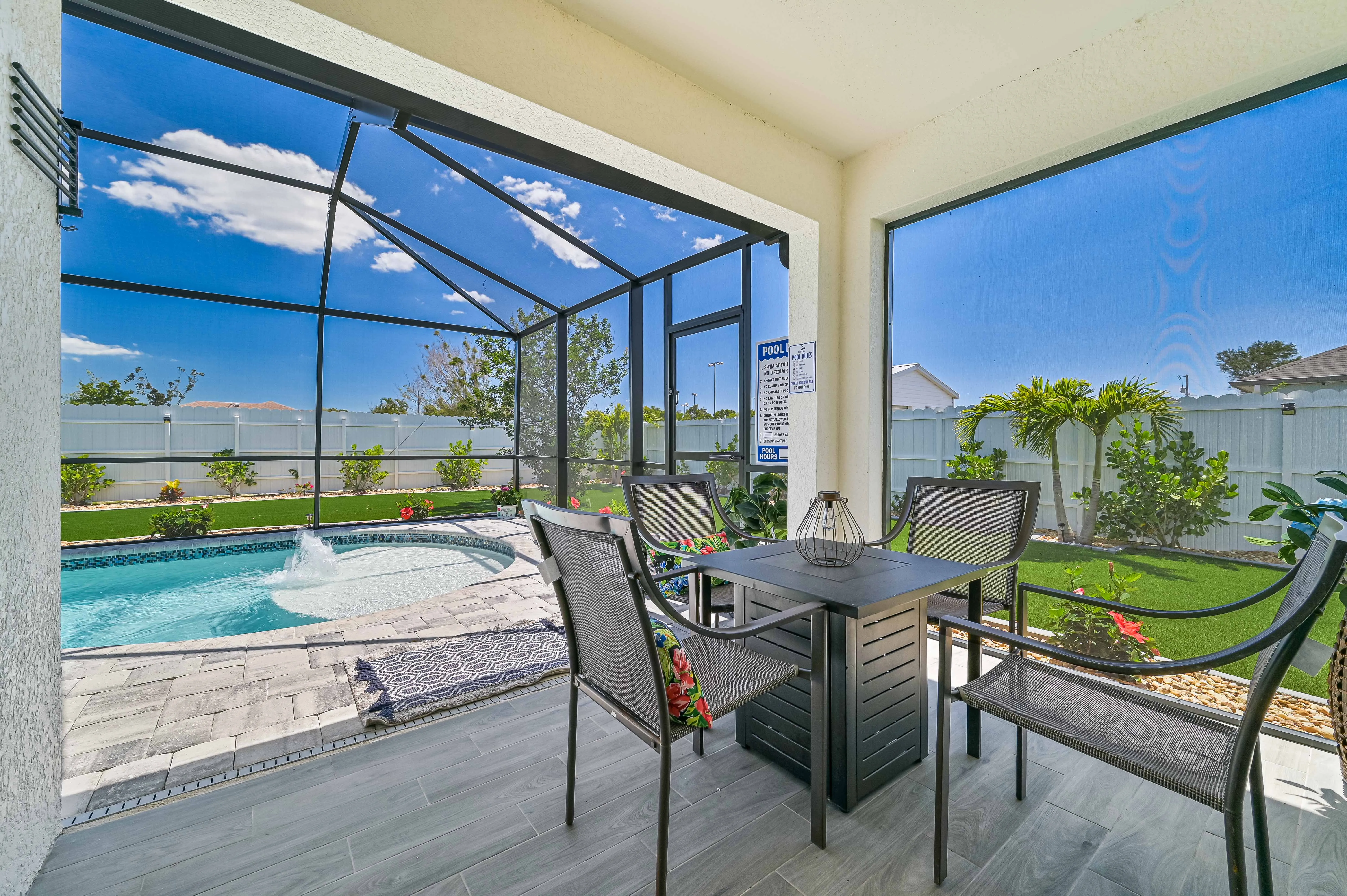 Screened pool patio at a second Sprout Recovery sober living house