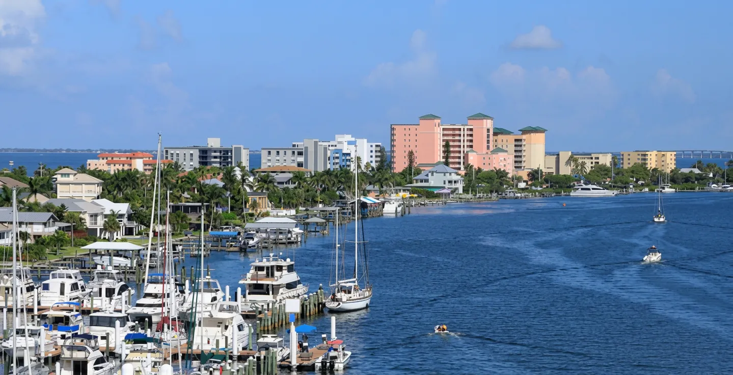 Waterfront homes and marina in Southwest Florida